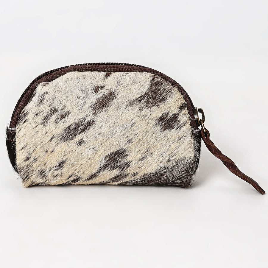 American Darling Coin Purse Bag Handcrafted from Hair-On Cowhide & Genuine Leather with Braided Pull and YKK Zipper