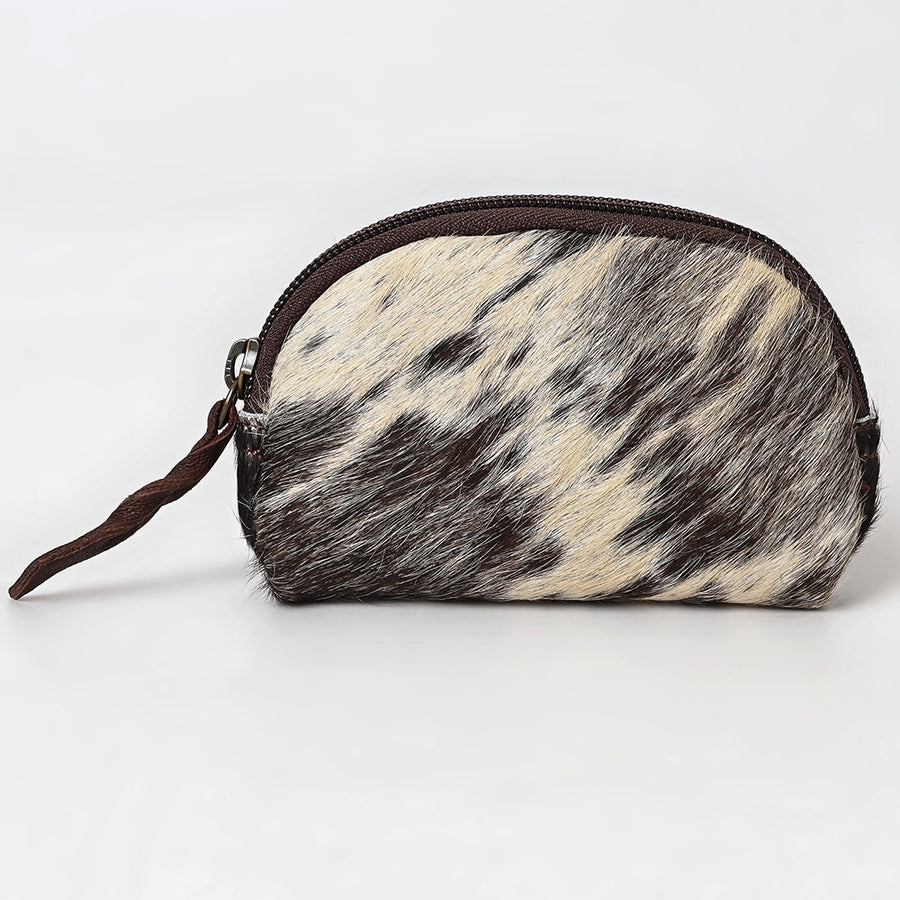 American Darling Coin Purse Bag Handcrafted from Hair-On Cowhide & Genuine Leather with Braided Pull and YKK Zipper