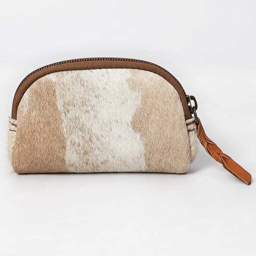American Darling Coin Purse Bag Handcrafted from Hair-On Cowhide & Genuine Leather with Braided Pull and YKK Zipper
