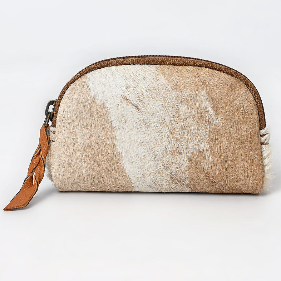 American Darling Coin Purse Bag Handcrafted from Hair-On Cowhide & Genuine Leather with Braided Pull and YKK Zipper