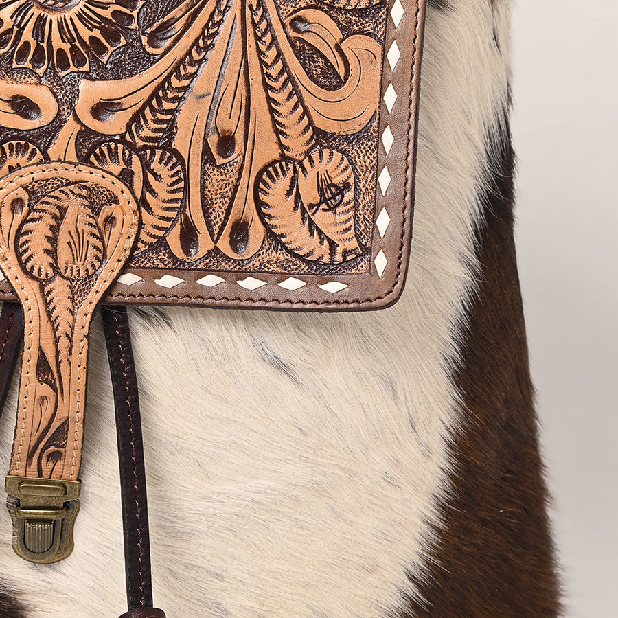 American Darling Backpack Hand Tooled Hair on Genuine Leather Western Women Bag | for Laptop School Purse Travel