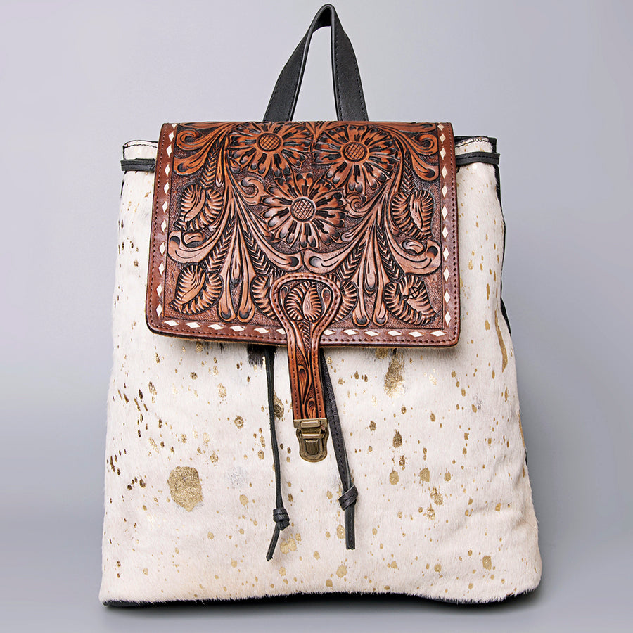 American Darling Backpack Hand Tooled Hair on Genuine Leather Western Women Bag | for Laptop School Purse Travel