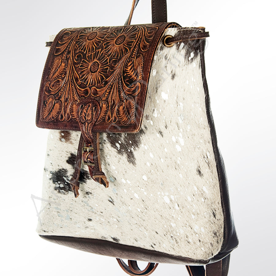 American Darling Backpack Hand Tooled Hair on Genuine Leather Western Women Bag | for Laptop School Purse Travel - Uhorse