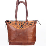 American Darling Tote Hand Tooled Hair On Genuine Leather Women Bag Western Handbag Purse