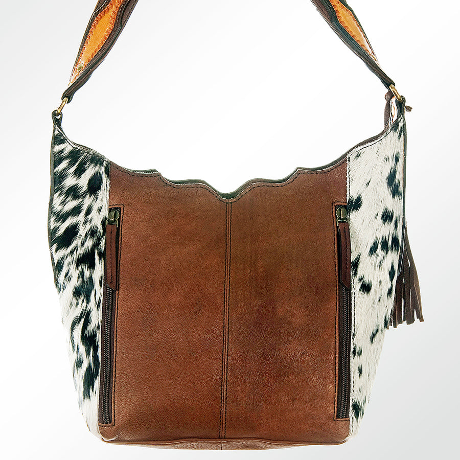 American Darling Hobo Bag Hand Tooled Floral Carved Genuine Vegetable Tanned Leather with Tassels 9in X 14in X 4in
