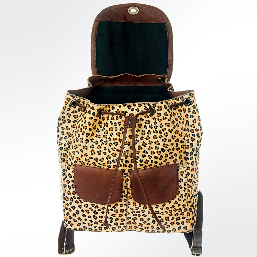 American Darling Backpack Hair-On Cowhide Genuine Vegetable Tanned Leather Drawstring Western Travel Bag 15in X 14in X 7in
