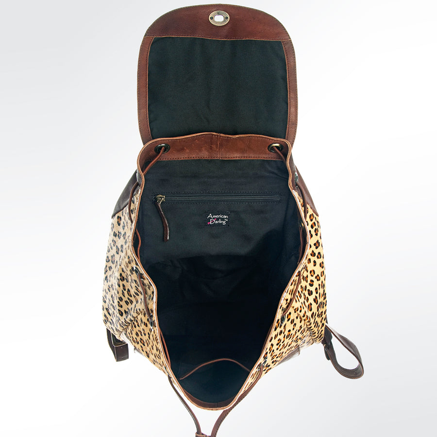 American Darling Backpack Hair-On Cowhide Genuine Vegetable Tanned Leather Drawstring Western Travel Bag 15in X 14in X 7in