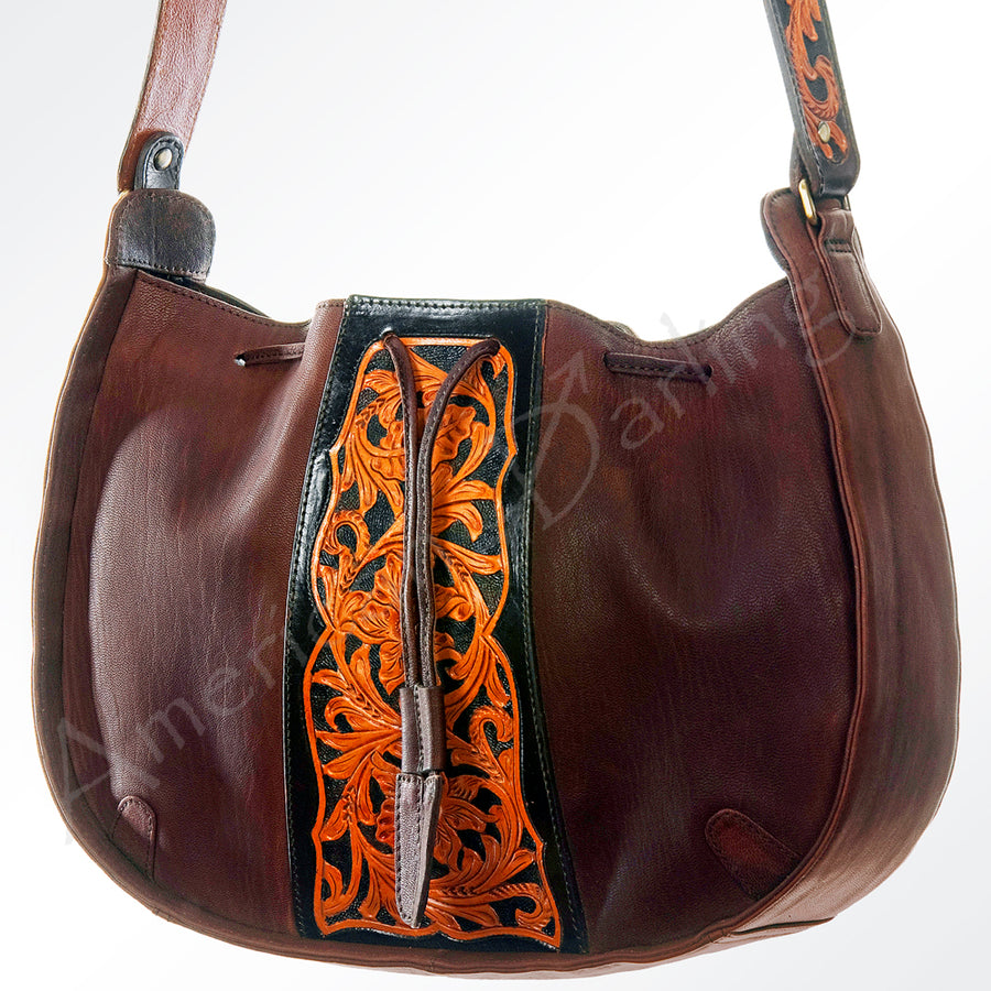 American Darling Hand Tooled Hobo Hair-On Genuine Leather Women Bag Western Handbag Purse - Uhorse