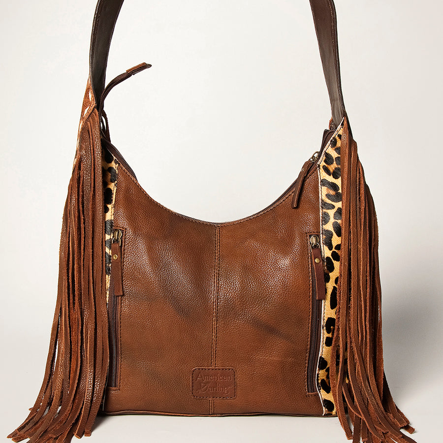 American Darling Western Hobo Bag - Hand Tooled Floral Leather & Fringes