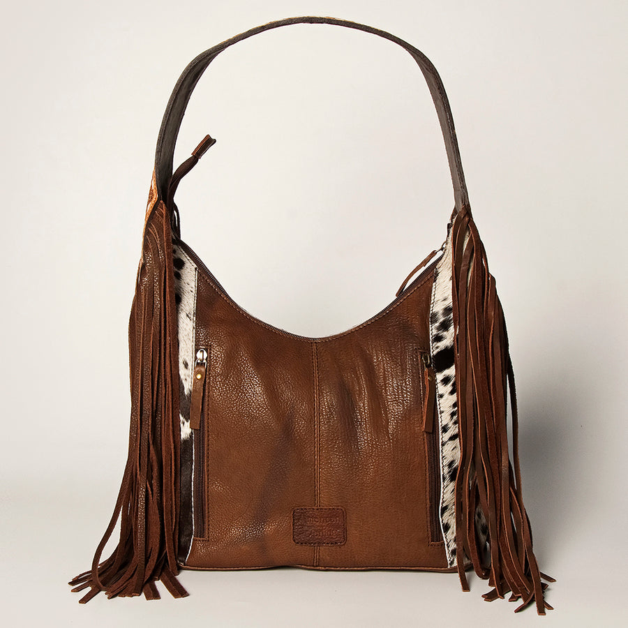 American Darling Western Hobo Bag - Hand Tooled Floral Leather & Fringes