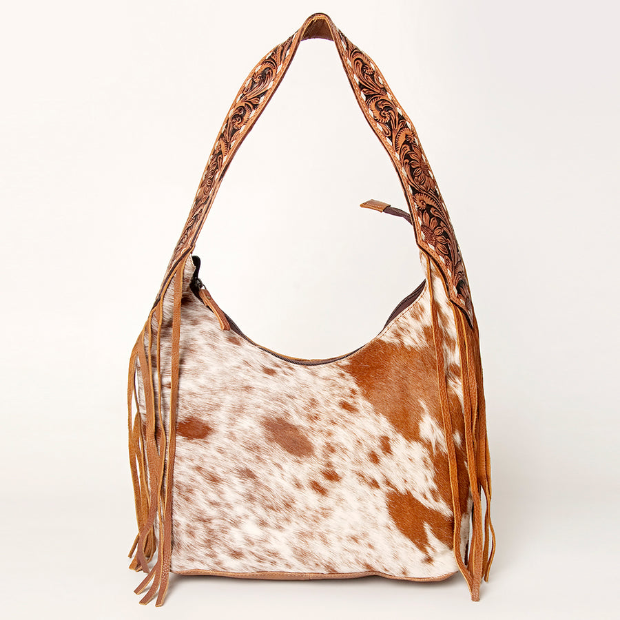 American Darling Western Hobo Bag - Hand Tooled Floral Leather & Fringes