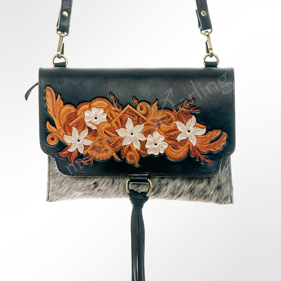 American Darling Wallet Hand Tooled Hair on Genuine Leather Western Women Bag Handbag Purse | Purses for Cute