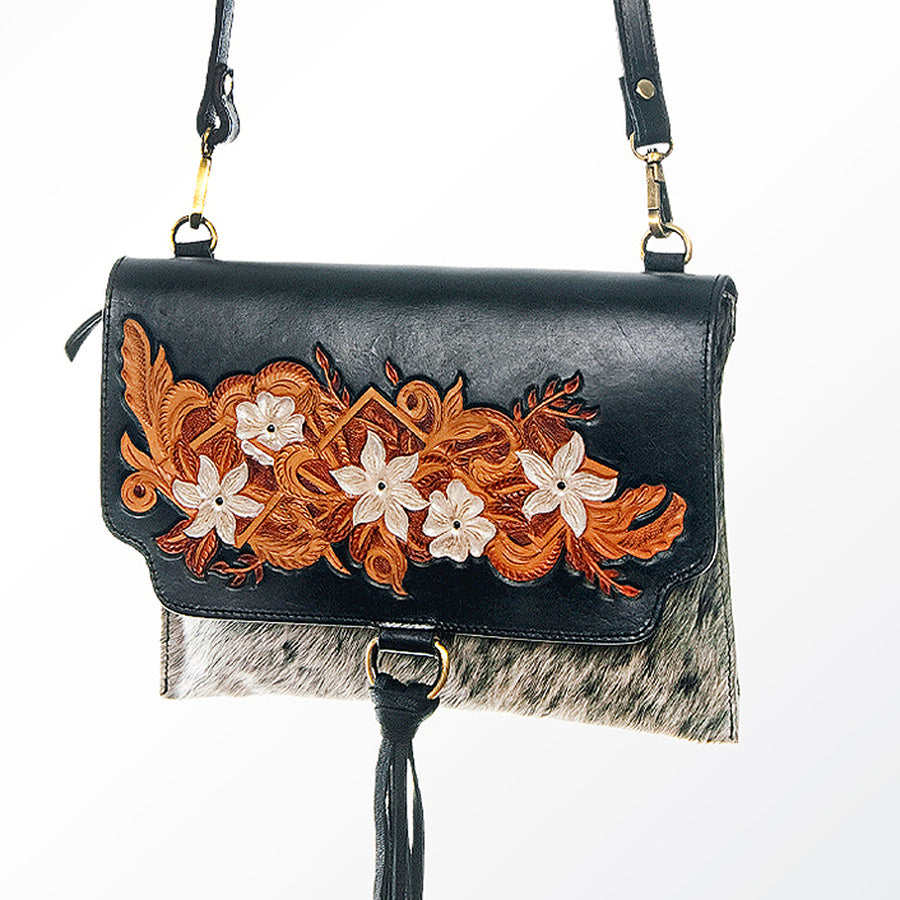 American Darling Wallet Hand Tooled Hair on Genuine Leather Western Women Bag Handbag Purse | Purses for Cute - Uhorse