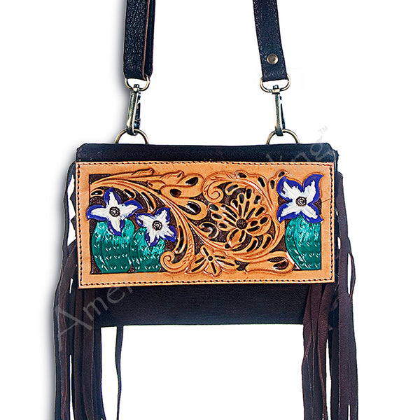 American Darling Wallet Hand Tooled Genuine Leather Western Women Bag | Handbag Purse Wristlet Travel Clutch - Uhorse