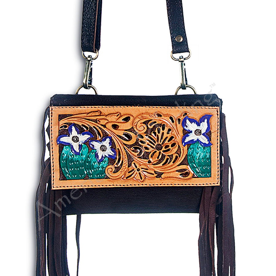 American Darling Wallet Hand Tooled Genuine Leather Western Women Bag | Handbag Purse Wristlet Travel Clutch - Uhorse
