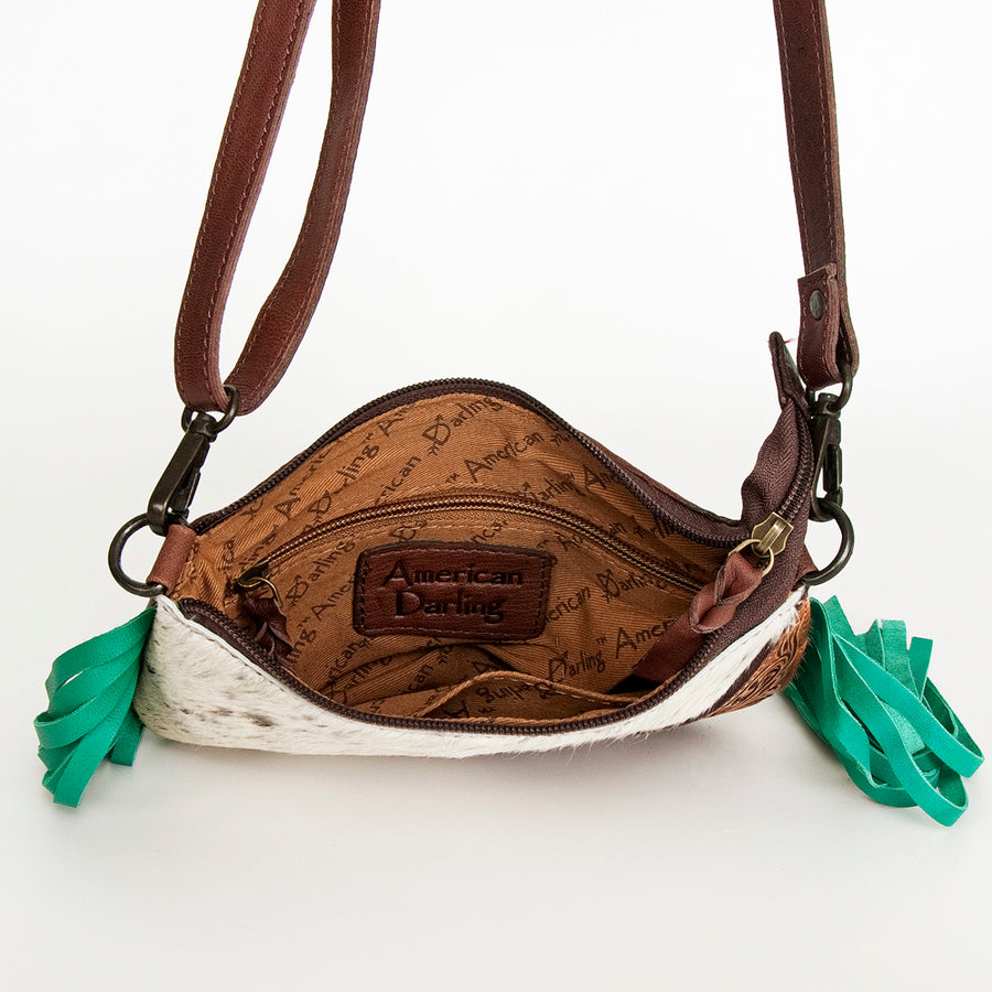 American Darling Organizer Hair-On Hand Tooled Genuine Leather Women Bag Western Handbag Purse | Bags