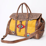 American Darling Hand Tooled Floral and Hand Woven Saddle Blanket Western Duffel Bag - Uhorse