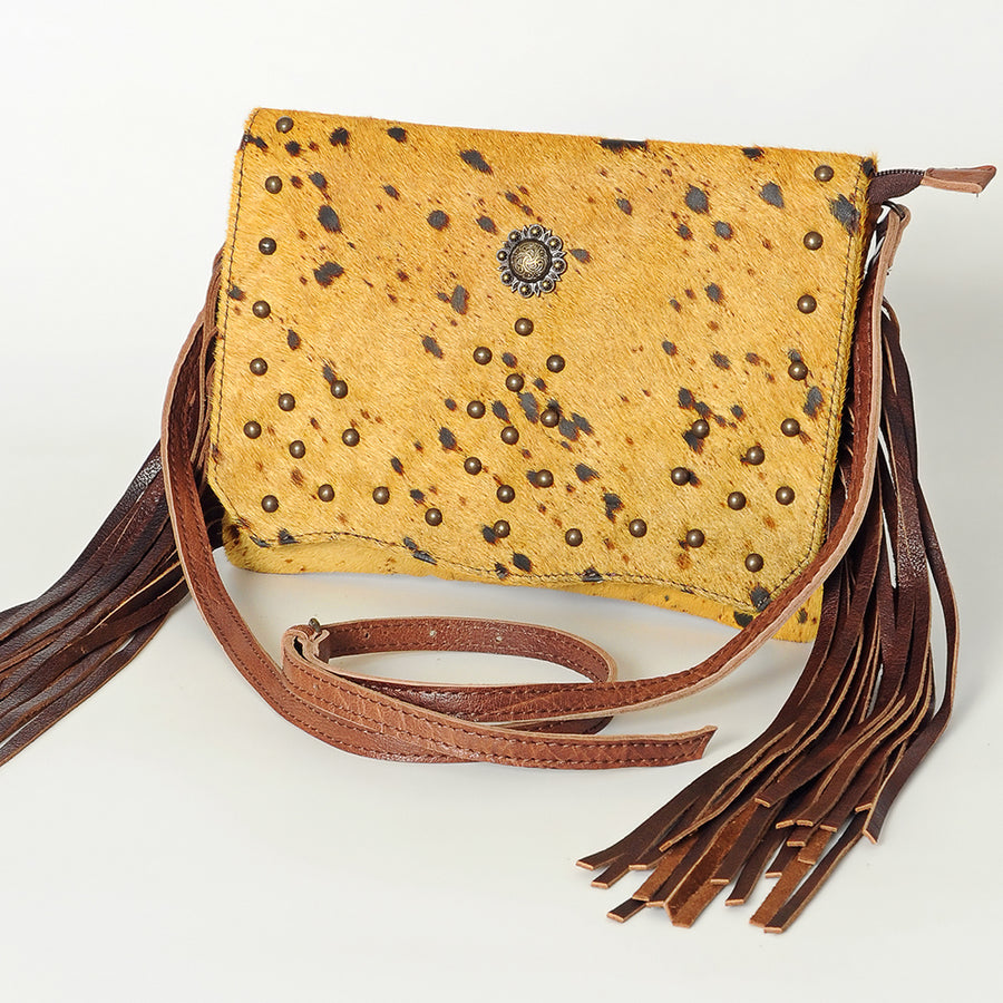 American Darling Rivetted Concho Hair-On Cowhide Western Small Cross body Bag - Uhorse