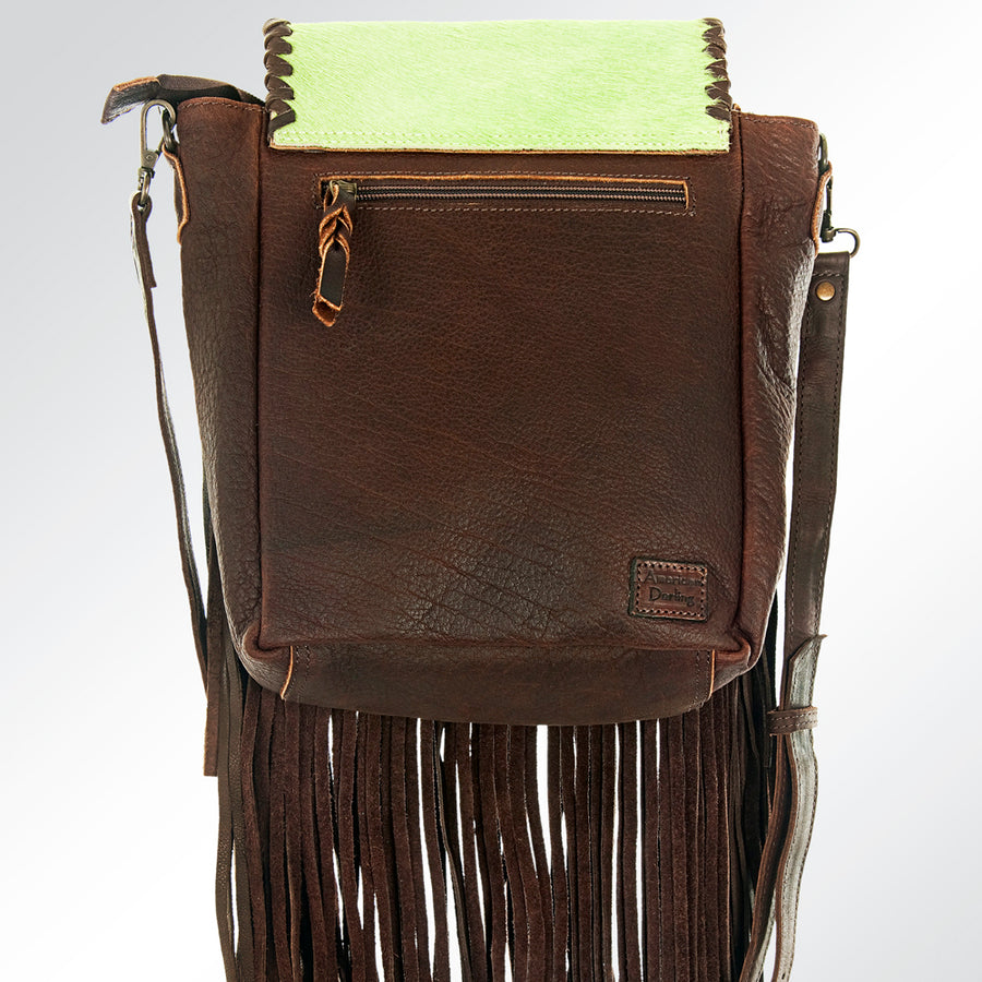 American Darling Cross body Bag Braided Hair-On Cowhide Genuine Leather Purse with Side Fringes and YKK Zipper