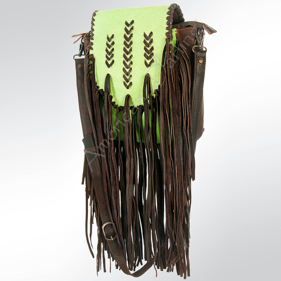 American Darling Braided trim and Hair-On Cowhide Western Cross body Bag with Fringes - Uhorse