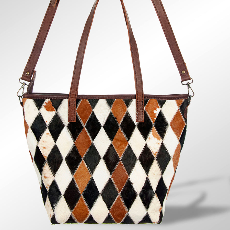 American Darling Tote Bag Hair-On Cowhide Genuine Vegetable Tanned Leather Handbag Spacious Travel Tote with YKK Zipper