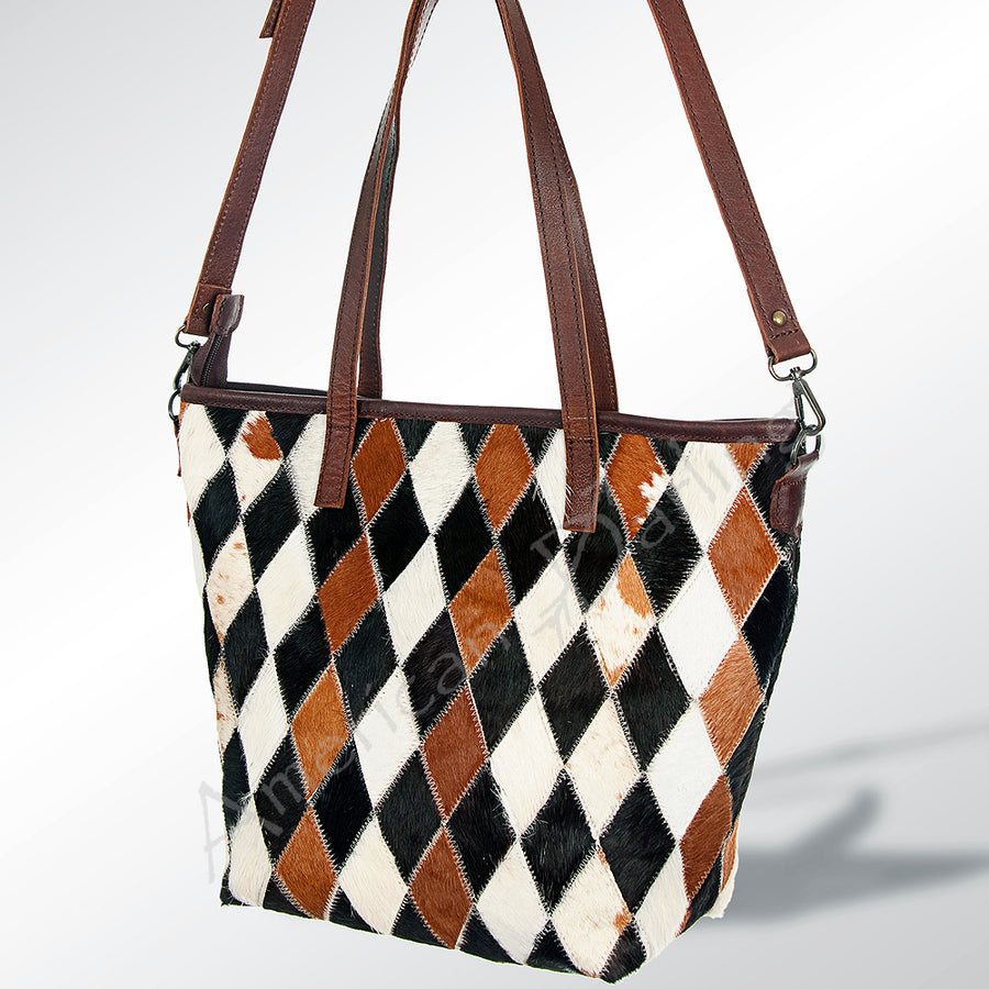American Darling Handcrafted Hair-On Cowhide Western Leather Tote Bag - Uhorse