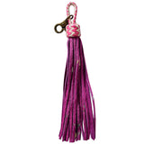 Purple leather tassel keychain with braided pink and white accent - Uhorse