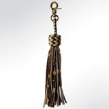 Braided leather tassel keychain with metal clip - Uhorse