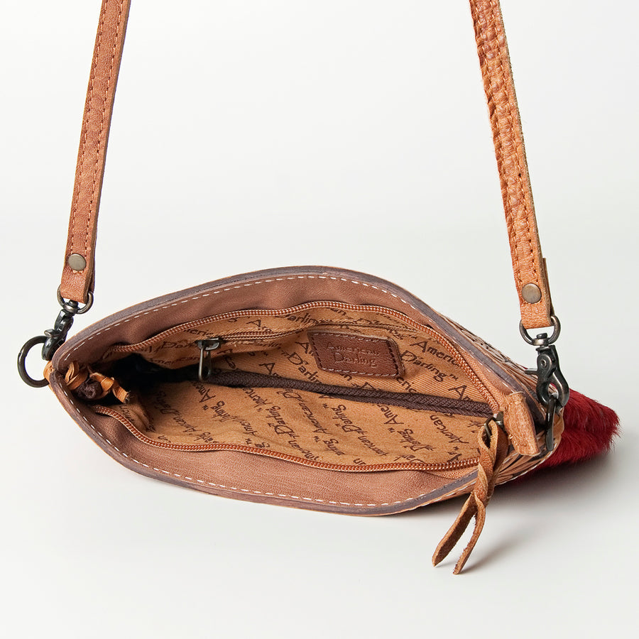 American Darling Small Crossbody Hand Tooled Hair On Genuine Leather Western Women Bag Handbag Purse | for Cute