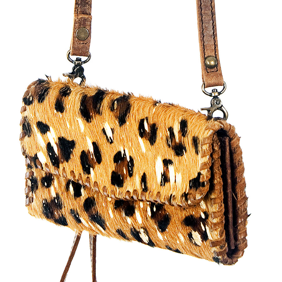 American Darling Small Cross body Bag Hair-On Cowhide Genuine Vegetable Tanned Leather Purse with Braided Trim & YKK Zipper