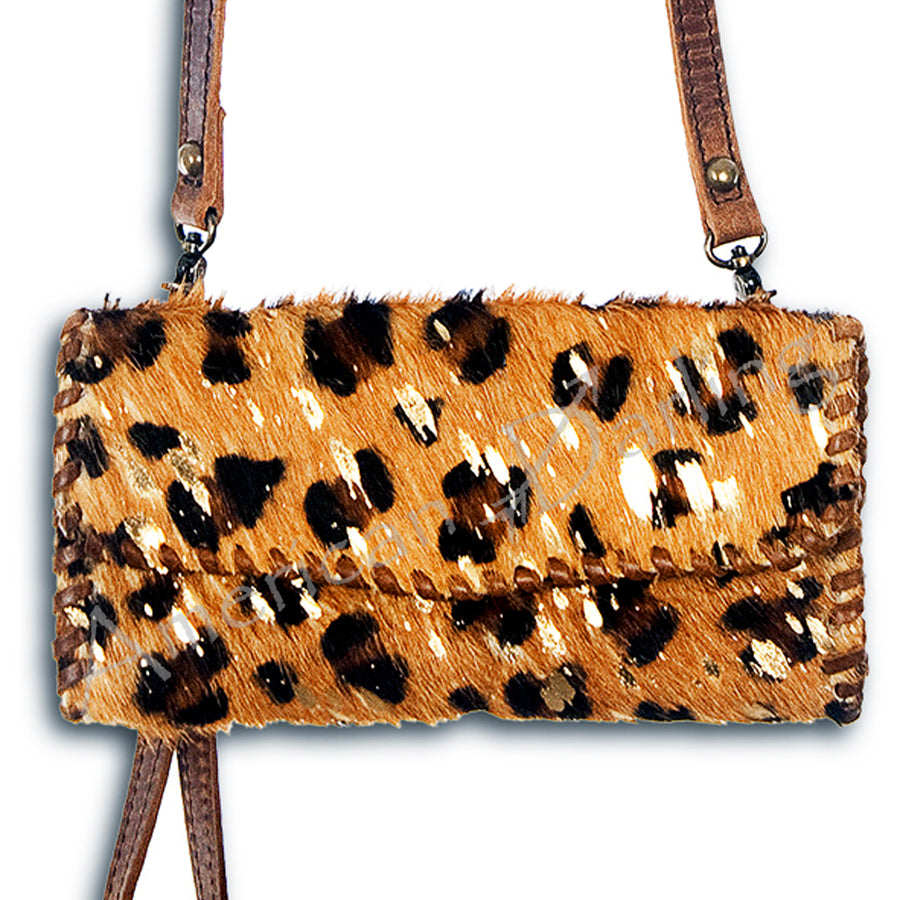 American Darling Handcrafted Printed Hair-On Cowhide and Leather Small Cross body Bag - Uhorse