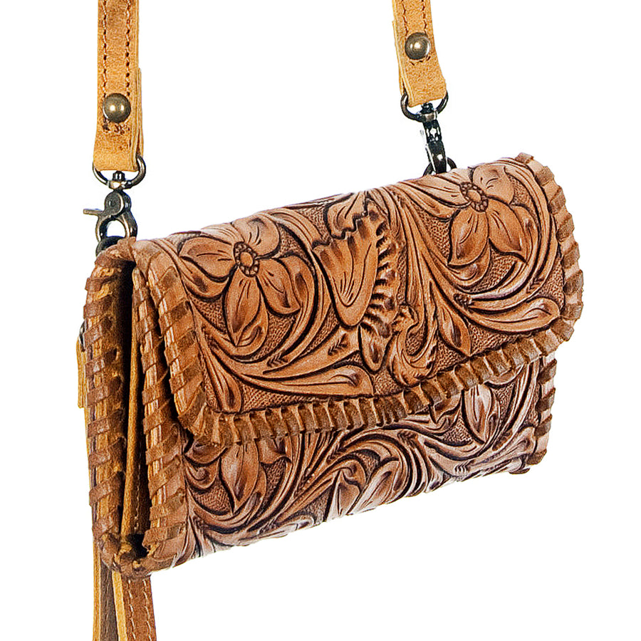 American Darling Small Cross body Bag Hair-On Cowhide Genuine Vegetable Tanned Leather Purse with Braided Trim & YKK Zipper