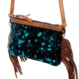 American Darling ADBGS142BKTRQ Small Crossbody Hair On Genuine Leather Women Bag Western Handbag Purse