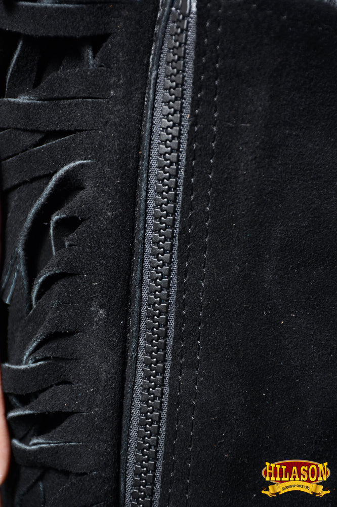 HILASON Black Full Grain Leather Shotgun Work Chaps | Bull Riding Western cowboy for men Women