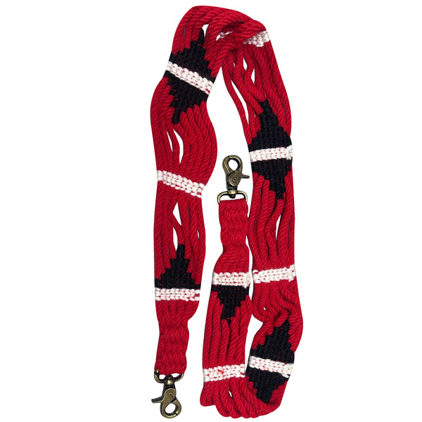 Red wool lead rope with black and white diamond pattern - Uhorse