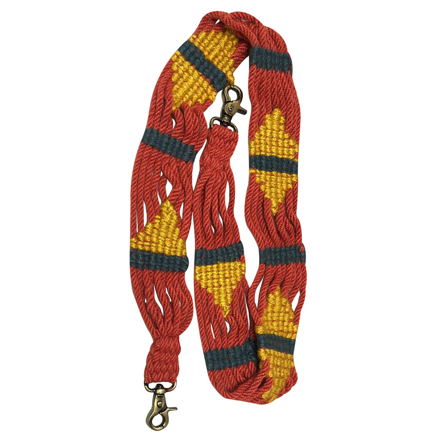 Red and yellow striped nylon horse lead rope with snap hooks - Uhorse