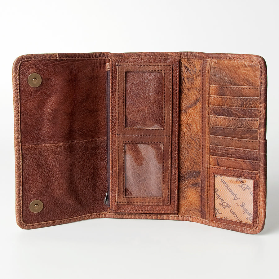 American Darling Western Wallet Bag Hair-On Cowhide Genuine Vegetable Tanned Leather Travel Clutch with YKK Zipper