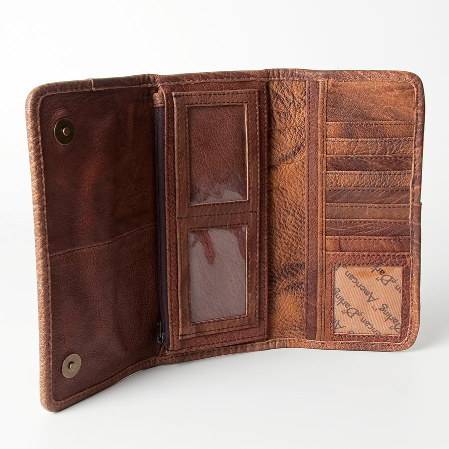 American Darling Western Wallet Bag Hair-On Cowhide Genuine Vegetable Tanned Leather Travel Clutch with YKK Zipper