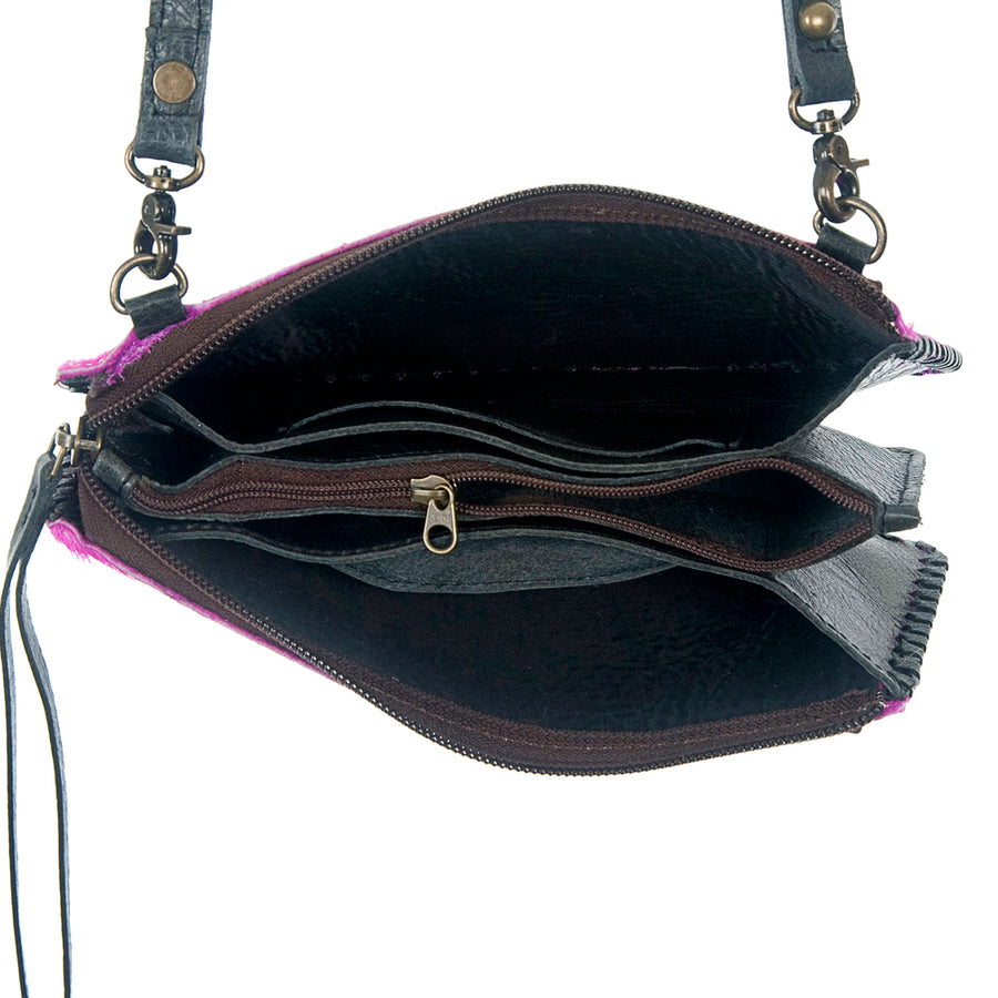 American Darling Wallet Bag Braided Hair-On Cowhide Leather Crossbody Purse Well-compartmentalized with YKK Zipper