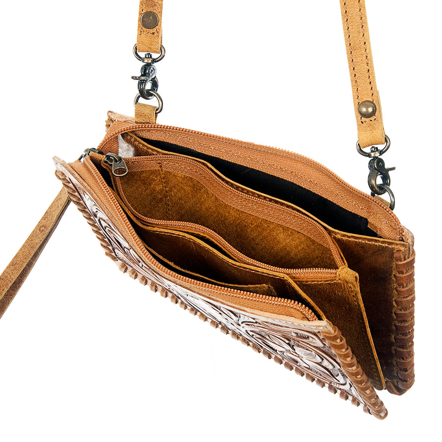 American Darling Wallet Bag Braided Hair-On Cowhide Leather Crossbody Purse Well-compartmentalized with YKK Zipper