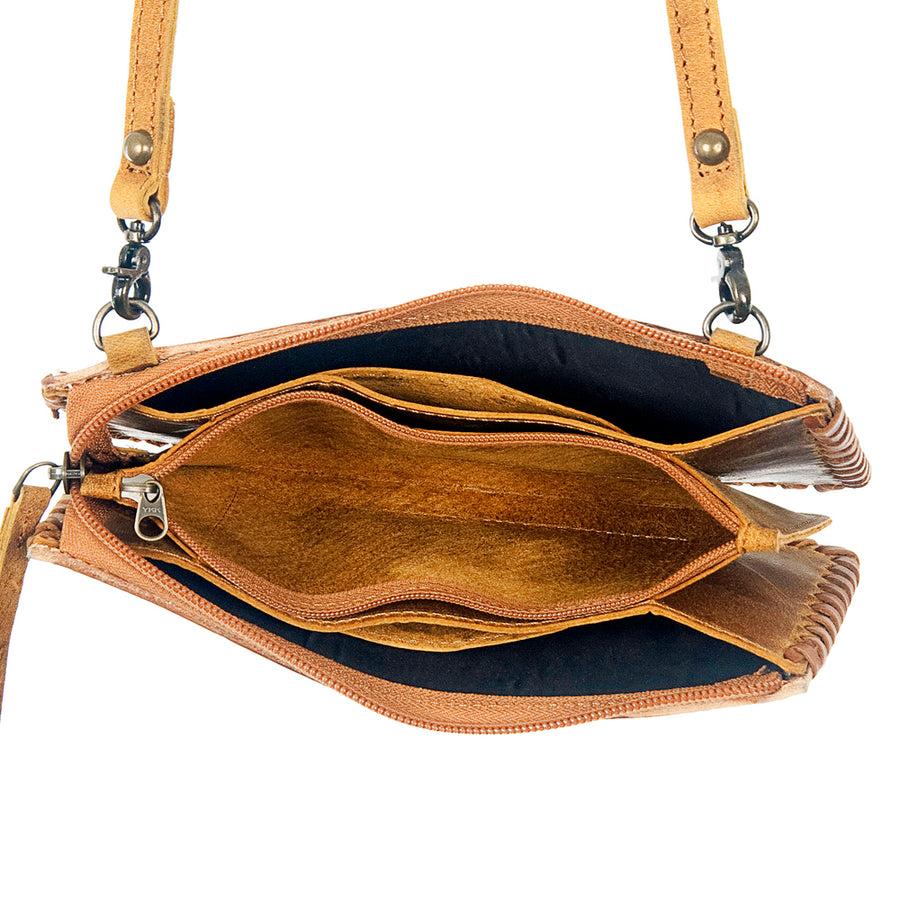 American Darling Wallet Bag Braided Hair-On Cowhide Leather Crossbody Purse Well-compartmentalized with YKK Zipper