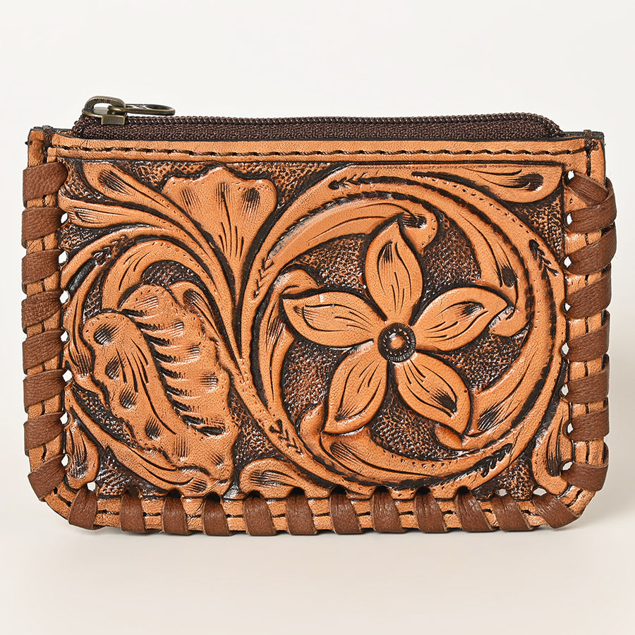 American Darling Coin Purse Bag Braided Hair-On Cowhide Genuine Leather Mini Pouch with YKK Zipper