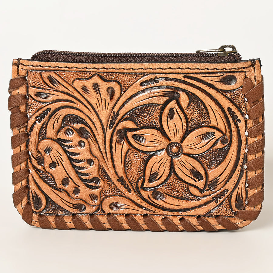 American Darling Coin Purse Bag Braided Hair-On Cowhide Genuine Leather Mini Pouch with YKK Zipper