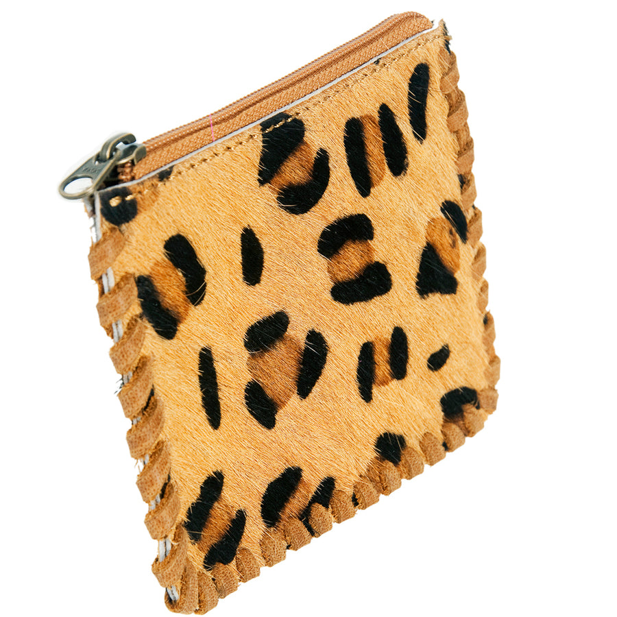 American Darling Coin Purse Bag Braided Hair-On Cowhide Genuine Leather Mini Pouch with YKK Zipper