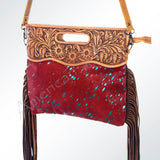 American Darling ADBGS146MTRQ Clutch Hand Tooled Hair On Genuine Leather Women Bag Western Handbag Purse