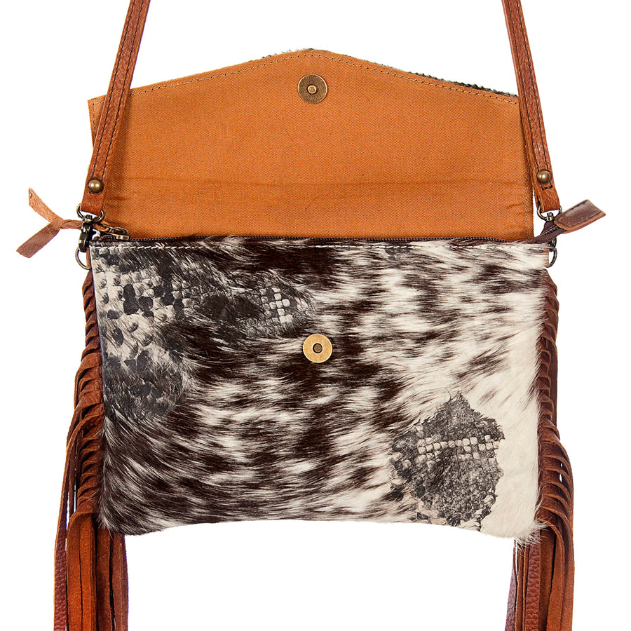 American Darling Wallet Bag, Hair-On Cowhide & Genuine Leather, Western Fringes, Vegetable Tanned Full Grain Leather