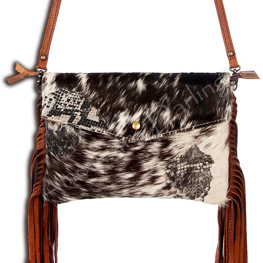 American Darling Wallet Bag - Hair-On Cowhide and Genuine Leather with Fringes - Uhorse