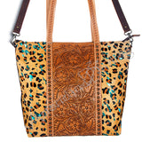 American Darling ADBG502ABRAH Tote Hand Tooled Hair-On Genuine Leather Women Bag Western Handbag Purse