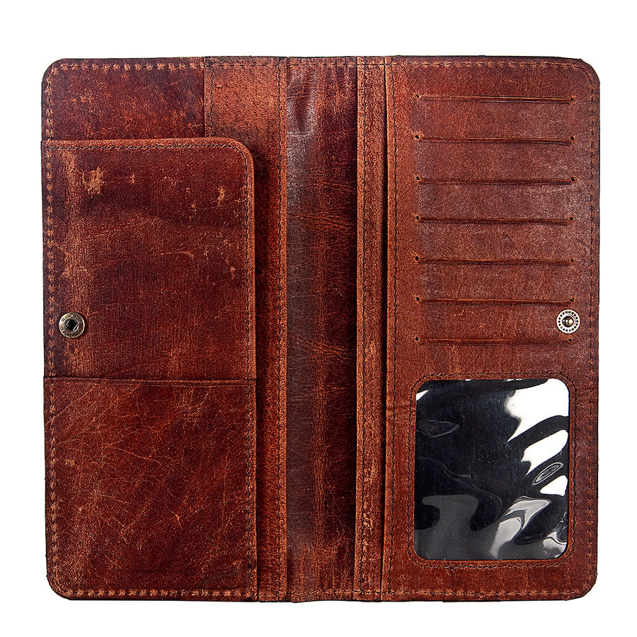 American Darling Western Clutch Bag Hand Tooled Floral Carved Genuine Vegetable Tanned Leather Purse with YKK Zipper