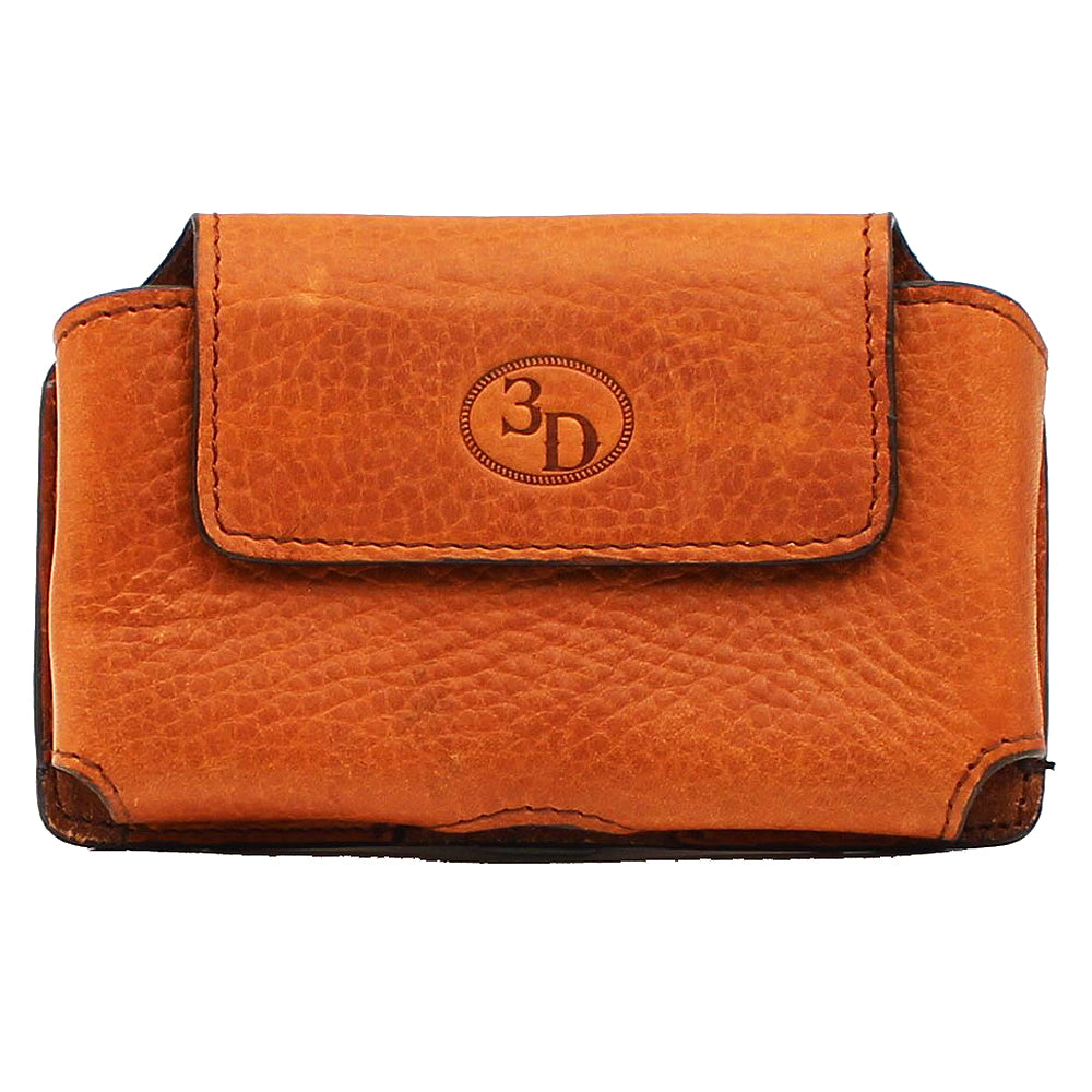 5-1/2 In X 3-1/2 In 3D Phone Case Leather Logo Medium Brown